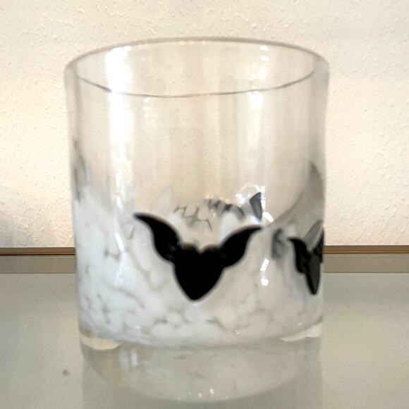 Set of 4 BLACK BAT Double Old Fashioned Glasses 4in Halloween Barware New - Picture 11 of 13